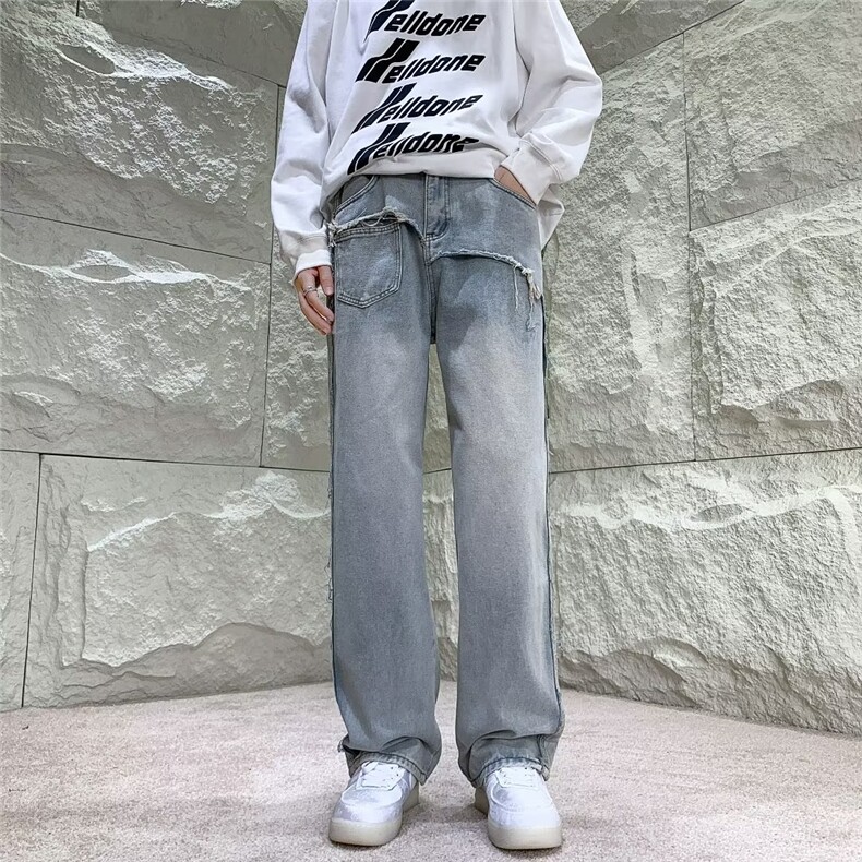 美式高街牛仔裤男韩版潮流帅2023秋冬新款ins宽松长裤RK1028-P49,男装牛仔裤,星座412-3
