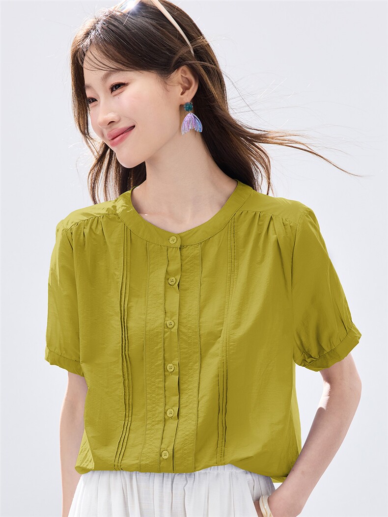 现货2026夏装新款休闲凉爽透气女士上衣衬衣衬衫,女装衬衫,木子恋