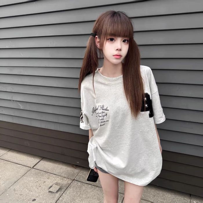 H0590-P35毛巾绣潮牌新款宽松短袖t恤女,女装T恤,星座617A-2