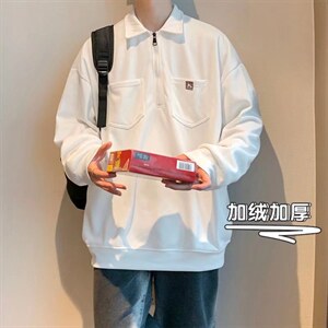 半拉链polo衫卫衣秋冬季加绒加厚上衣潮流ins宽松外套E W2169-P33图片