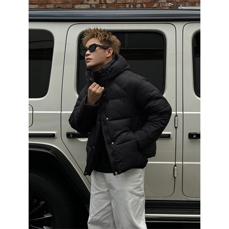 B16/P128控168冬季新款黑色潮酷连帽工装风加厚棉服外套男黑首1,男装棉衣,星座305B