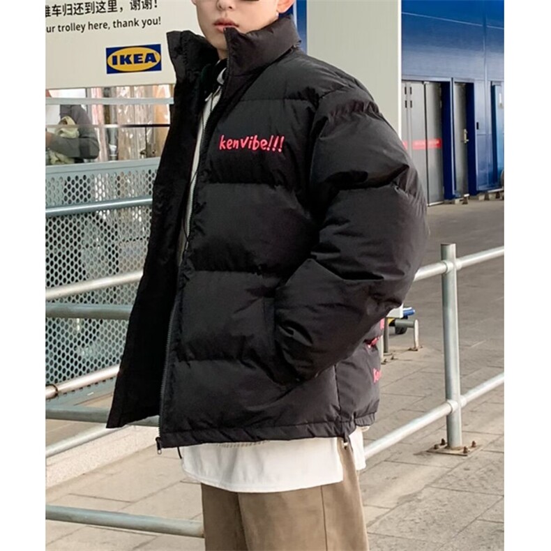 美式复古潮字母立领棉衣棉服男冬季加厚保暖情侣面包服外套W232,男装棉衣,星座506