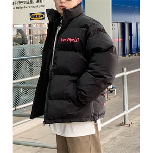 美式复古潮字母立领棉衣棉服男冬季加厚保暖情侣面包服外套W232图片