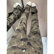 美式vibe高街迷彩多口袋修身工装裤嘻哈微喇裤男女K83096-P53网图，男装工装外套，电商B245