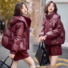 2024冬装女装新款时尚休闲皮加厚羽绒服新标90白鸭绒皮羽绒服，女装羽绒服，缘衣格
