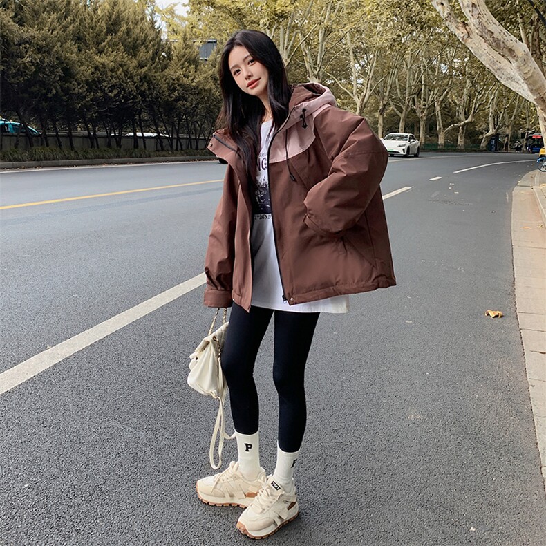 韩版短款撞色冲锋衣羽绒棉服女2025冬季新款加厚显瘦保暖棉衣棉袄,女装羽绒服,辉之琳