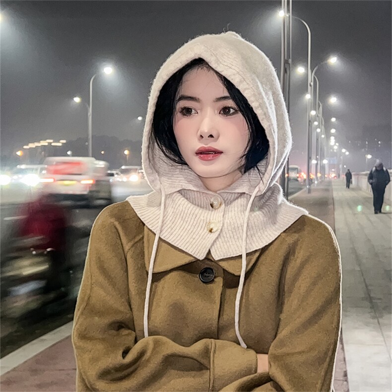 时尚百搭秋冬羊毛连帽围脖保暖舒适,饰品周边,朝思羊绒