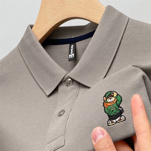 短袖polo衫翻领t恤男纯色2023新款夏季商务有领半袖保罗带领衣服图片