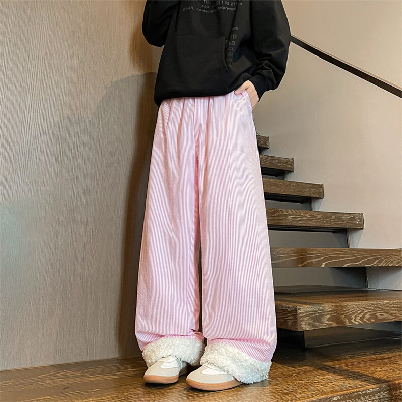 8XL-M加厚羊羔毛棉裤特大码宽松休闲裤保暖直筒阔腿裤KZ1939/P68图片