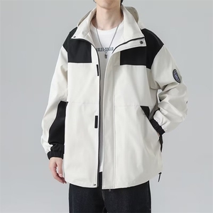 1506-1/JW50241/P61日系复古夹克男户外机能痞帅拼接连帽冲锋衣图片