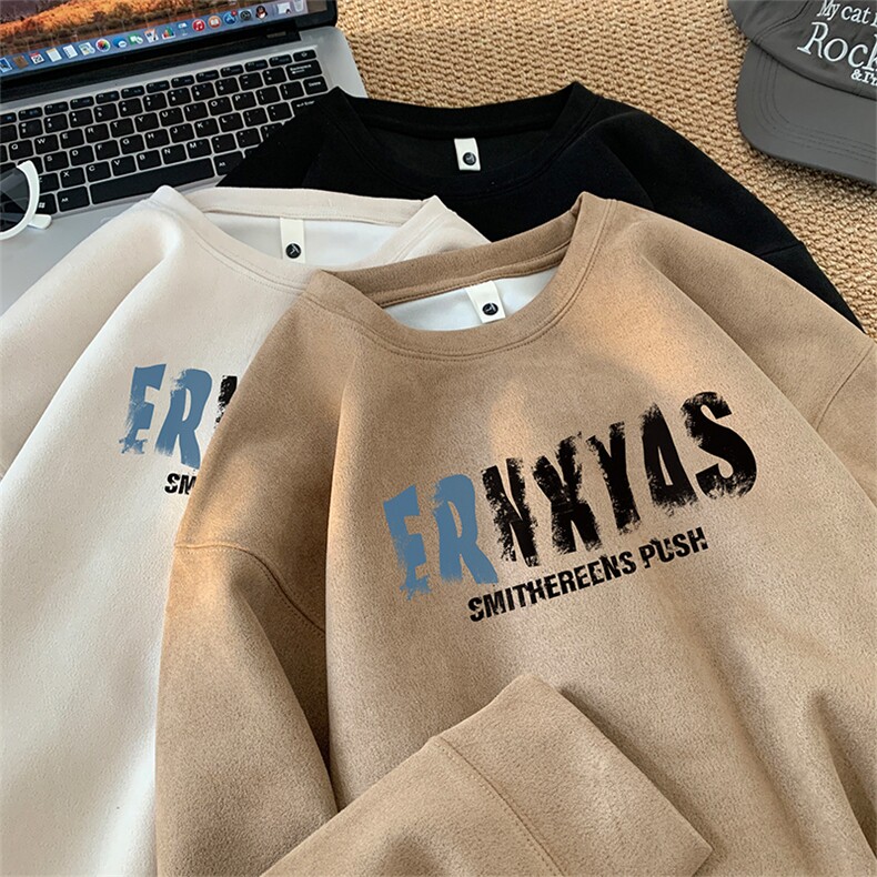 秋冬季新款美式复古鹿皮绒长袖圆领印花卫衣TP004-特P29,男装卫衣,电商B219A