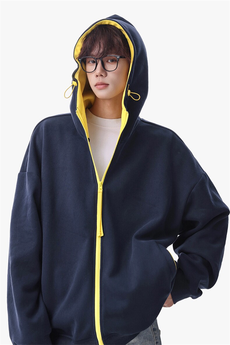 350g华棉美式撞色连帽卫衣外套男W24562特P40W24562J加绒特P45,女装短外套,电商A001