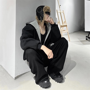 抖音得物高品质二开 26春装美式重磅宽松结构双面连帽卫衣外套W68图片