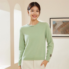 提花刺绣设计气质休闲女士圆领时尚百搭通勤，女装羊绒衫，澳冬特羊绒
