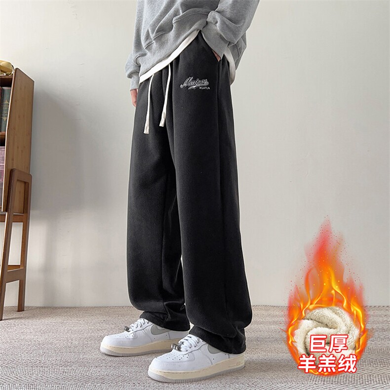 217-2-NK556-P45冬季新款羊羔绒加绒加厚直筒休闲裤男大码卫裤,男装休闲裤,星座217-2