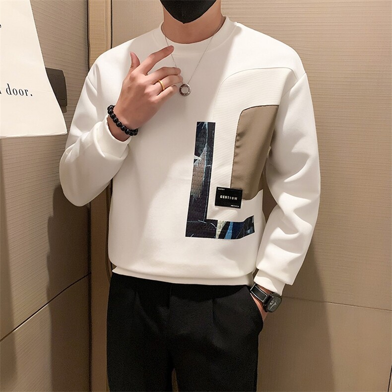 男士卫衣春秋季新款潮牌痞帅拼接圆领长袖打底衫休闲上衣WY02-P55,男装卫衣,电商D323（原B261）