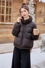 2025冬季新款大毛领短款羽绒服外套女，女装羽绒服，E百度