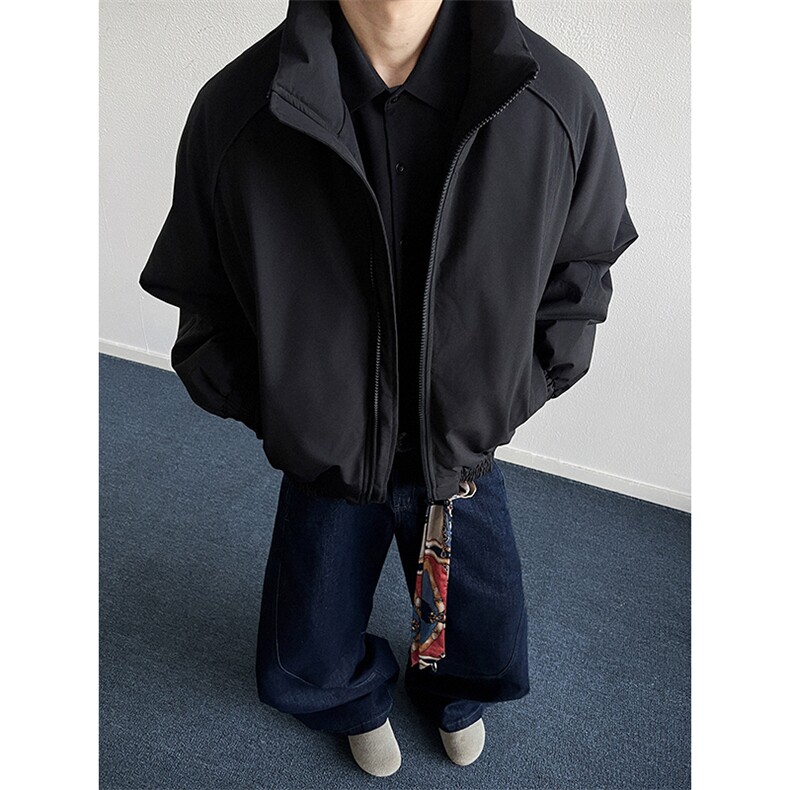 现货美式高街休闲夹克冬季三防立领纯色户外工装加厚棉服外套,男装夹克,电商A486