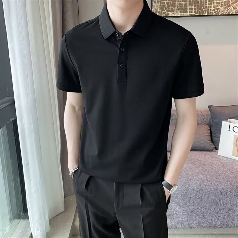 翻领短袖polo衫男潮牌夏季t恤韩版修身潮流T2025新款休闲体恤上衣,男装衬衫,星座506A