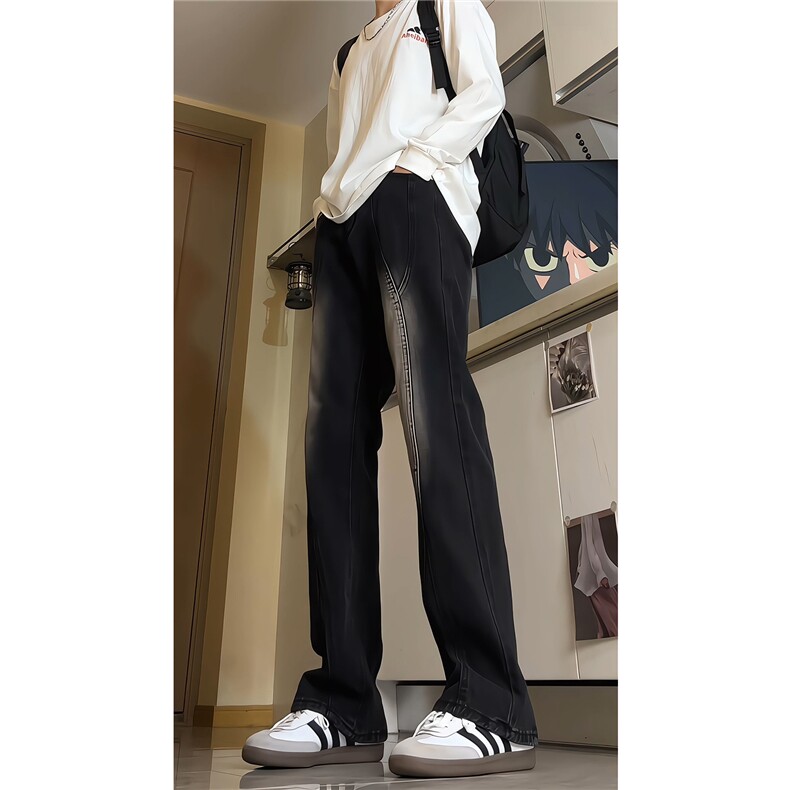 春季加长牛仔裤男高个子188cm110水洗复古渐变拼接裤子KZ014P63,男装牛仔裤,电商B312