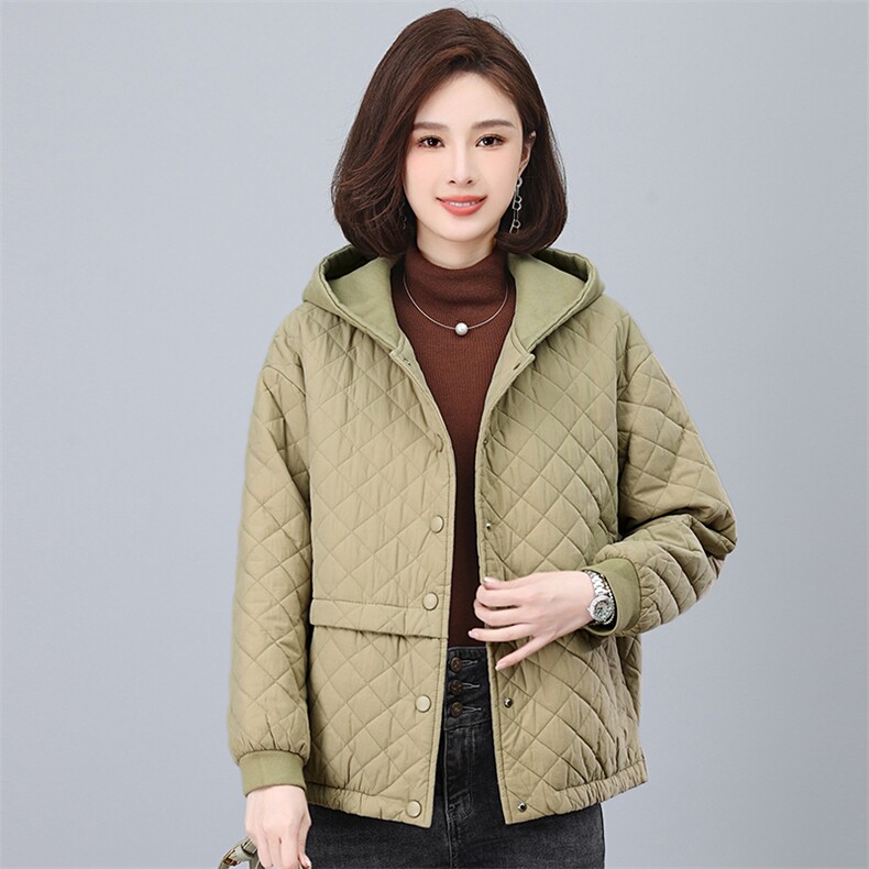 2024冬季连帽时尚休闲夹棉加厚保暖舒适棉服,女装棉衣/棉服,独衣靓