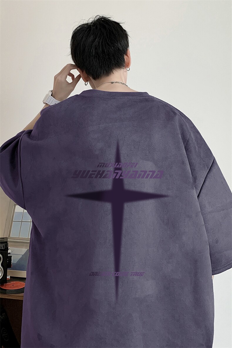 量大优可提供视频2024夏季麂皮绒短袖T恤D223A-LPT2425-P20,男装T恤,电商019-1