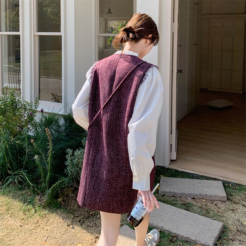 现货春秋小香风假两件拼接裙1024P145K218送包包,女装套装/套裙,2C176
