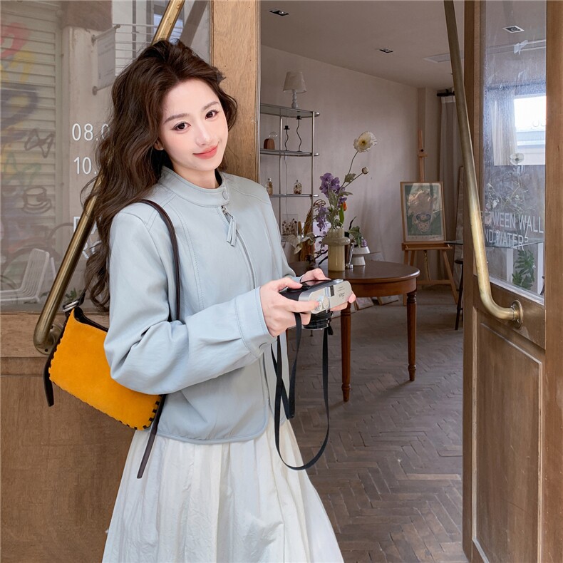 【现货】PU小羊皮春装短款皮衣外套2C327-6606P140控228,女装皮衣,2C327