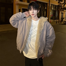 （自家图）毛领连帽棉服外套男女保暖小众设计感棉衣潮3007-P125，男装棉衣，星座910-5