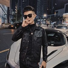 社会小伙修身机车服痞帅水洗皮衣翻领休闲夹克韩版D811-P118控148，男装皮衣，星座308A