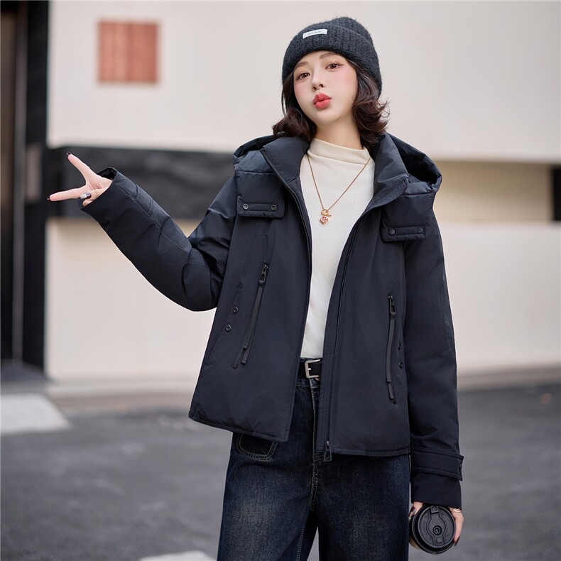 爆《2025冬季新款连帽90白鸭绒羽绒服休闲防风保暖派克服加厚外套,女装羽绒服,欧米莱