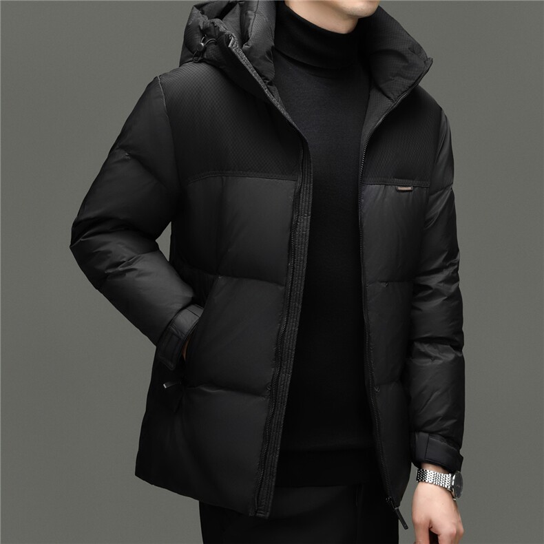 2025新款冬季男士连帽90%白鸭绒羽绒服夹克加厚休闲羽绒服外套,男装夹克,钱塘723