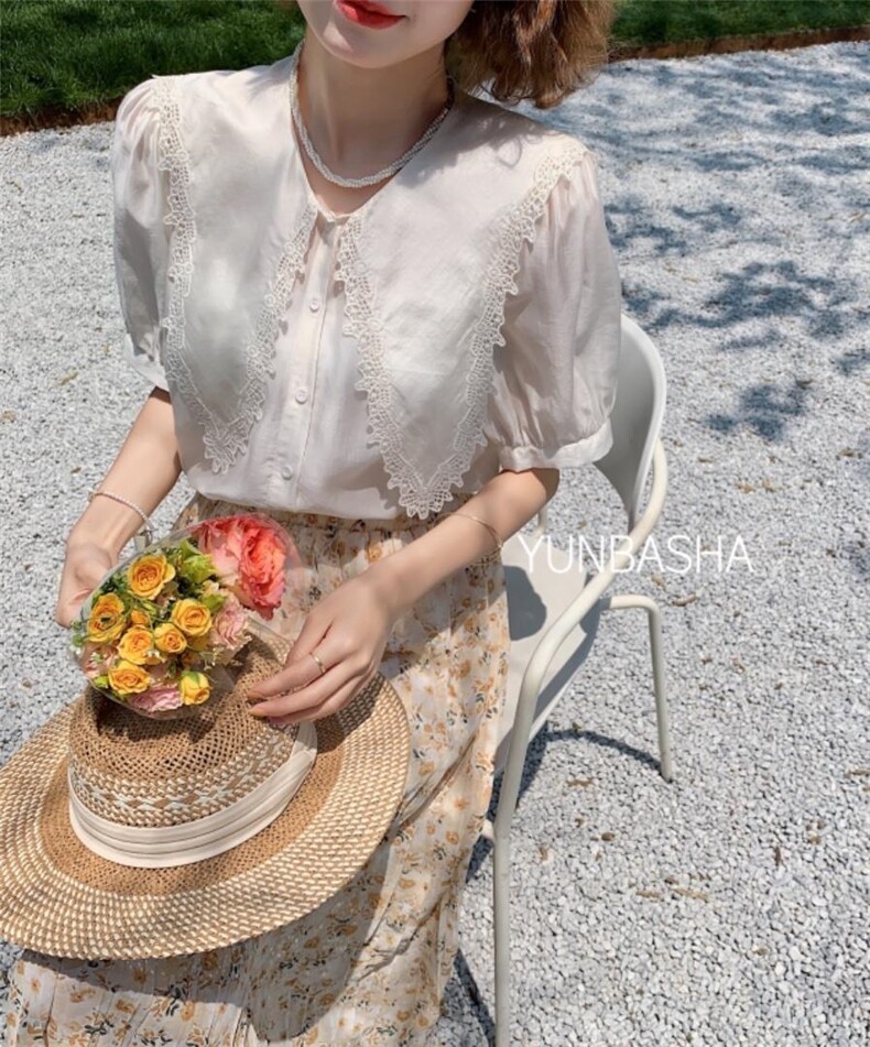 2022韵芭莎夏季新款法式尖尖领上衣，其它，韵芭莎