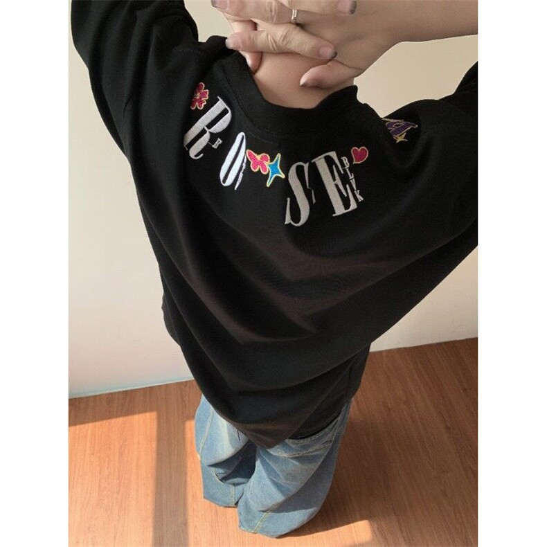 美式潮牌项链刺绣重磅短袖男女夏季宽松纯棉小众高街T恤,男装T恤,星座410-7