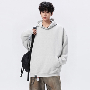 抖音得物品质二开 380克全棉秋冬美式宽松两粒扣连帽卫衣CM22图片