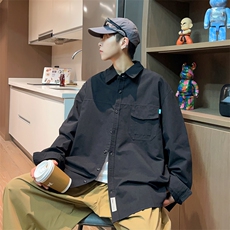 秋季新款宽松上衣百搭休闲港风男外套潮牌衬衫男CS063-P43，男装衬衫，星座308B-1