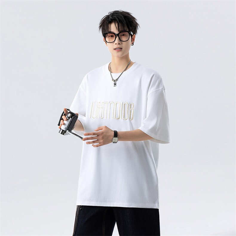 2025夏季新款男士潮牌印花短袖T恤字母刺绣半袖T126-P35-控58,男装T恤,电商D309