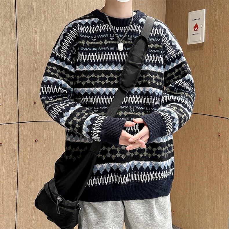 美式复古毛衣男冬季宽松针织衫秋季慵懒日系MY05675-P58,男装针织衫/毛衣,星座308B-1