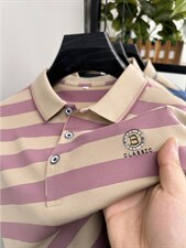 高端男士夏季新款短袖T恤时尚翻领条纹宽松休闲中青年体恤Polo衫，男装T恤，电商B212（原钱塘6029）