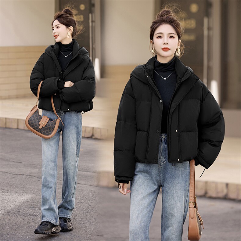 现货太空领连帽休闲羽绒服女2024年冬季新款加厚外套,女装羽绒服,关键词