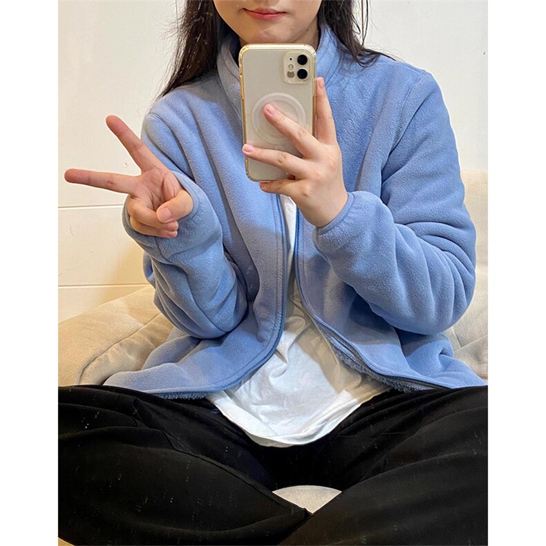 高品 情侣保暖羊羔绒双层复合摇粒绒立领夹克外套男女 A1262-P56图片