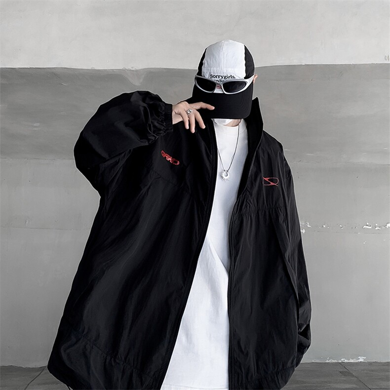 夏季男款防晒服户外透气凉感轻薄潮牌连帽宽松休闲外套F9310-P48，男装防晒衣，星座308B-2