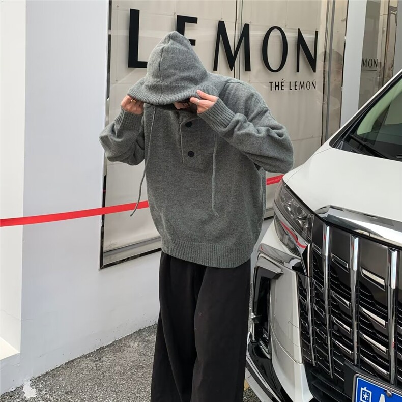 毛衣男2025秋冬季新款慵懒风宽松潮牌cleanfit痞帅连帽套头针织衫,男装针织衫/毛衣,星座601-2