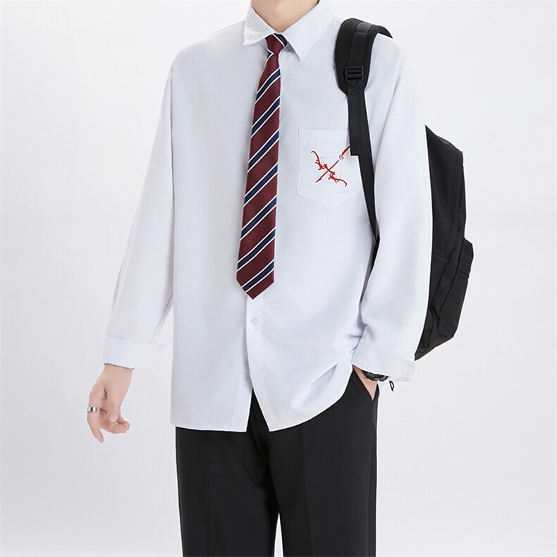 DK制服长袖衬衫男女宽松班服刺绣情侣高中毕业照校供感jk学院风,男装衬衫,星座506A