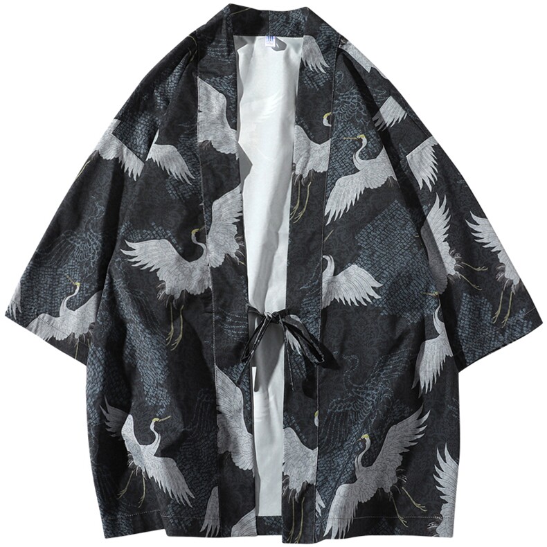 防晒衣衬衣夏季外套男士开衫七分袖仙鹤汉服复古道袍DS691T,男装衬衫,电商A102