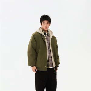 !潮流冬季连帽拉链加绒加厚棉衣情侣撞色棉服外套 MY5567-P78图片