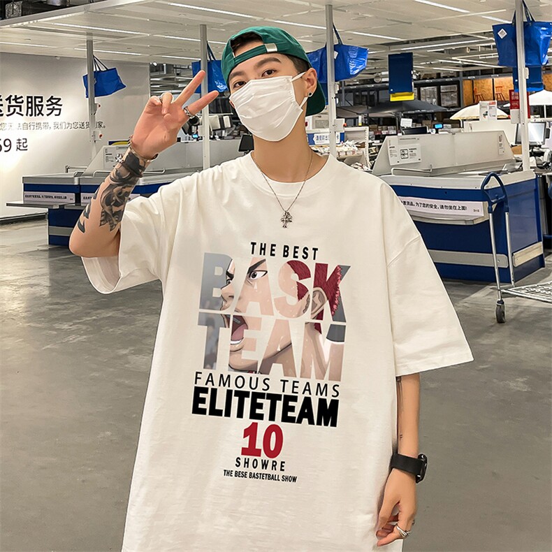 灌篮高手动漫重磅宽松印花情侣短袖大码T恤衫男D300P28控39,男装T恤,电商A335-1（原A458）