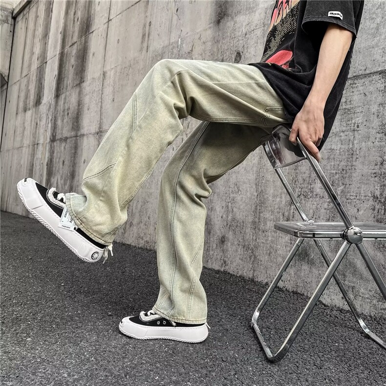 宽松阔腿美式复古牛仔裤男女潮牌高街直筒夏季vibe裤子N8838-p45,男装牛仔裤,星座1008