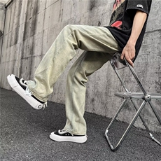 宽松阔腿美式复古牛仔裤男女潮牌高街直筒夏季vibe裤子N8838-p45，男装牛仔裤，星座1008