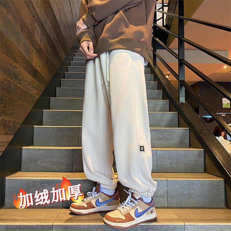 加绒加厚休闲运动卫裤男美式针织束脚裤715-6-BX16P55（控78）,男装休闲裤,星座715-6